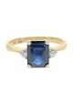 Dark Blue Sapphire and Diamond Ring in Yellow Gold